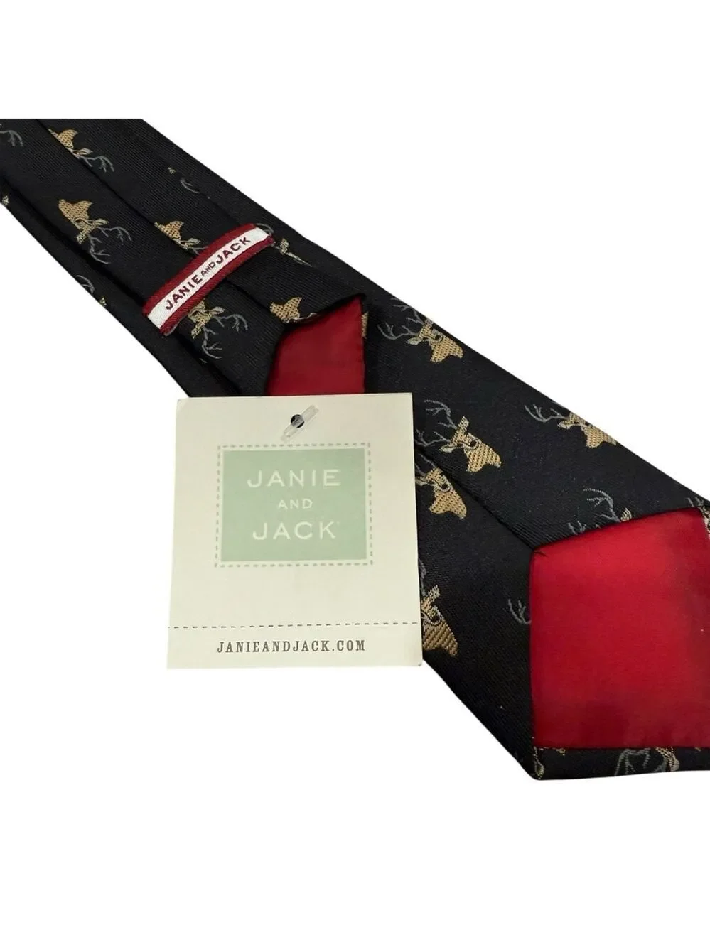 Boys‎ Janie and Jack Tie Size Up to 3 Black Gold Deer